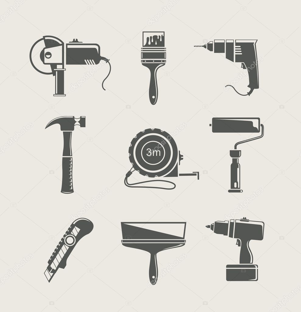 Building tool icon set