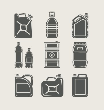 Plastic and metallic can set icon clipart