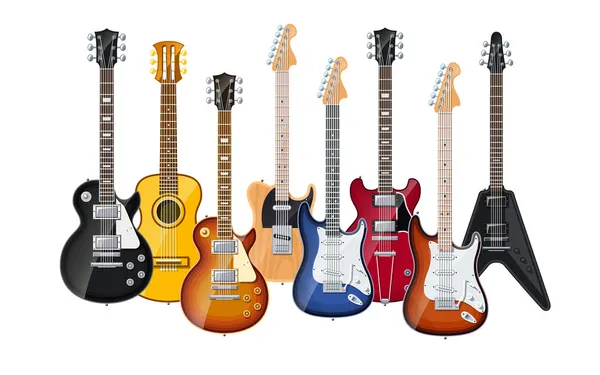 Guitarras acústicas y eléctricas — Vector de stock