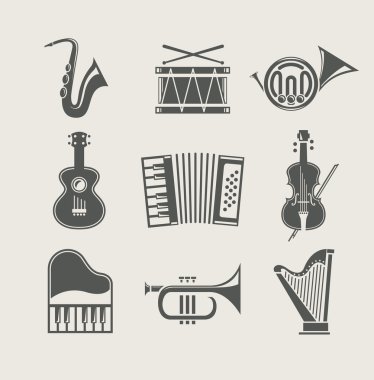 Musical instruments set of icons