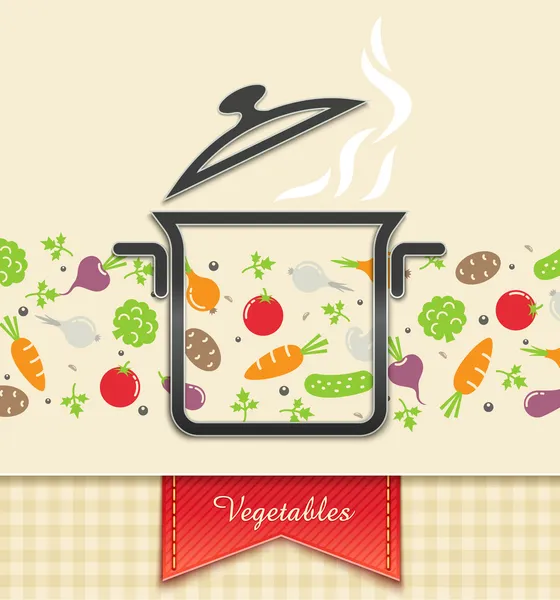 Τηγάνι με λαχανικών, τροφίμων φόντο — Διανυσματικό Αρχείο