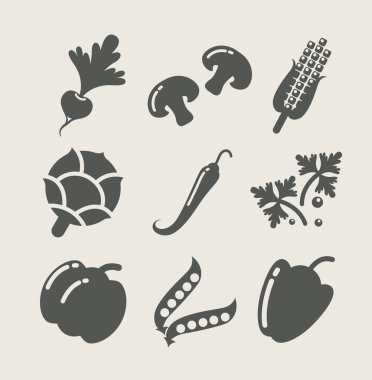 Vegetables set of icons clipart