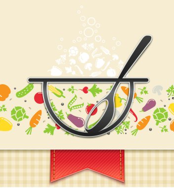 Plate with vegetable, food background clipart