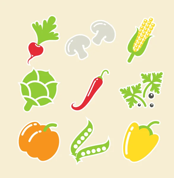 Warzywa zestaw ikon — Wektor stockowy