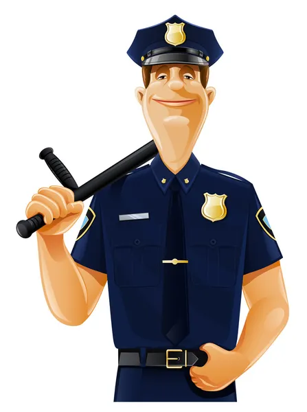 Policier avec matraque — Image vectorielle