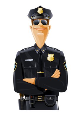 Policeman in uniform and goggles clipart