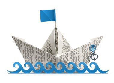 Paper ship origami clipart