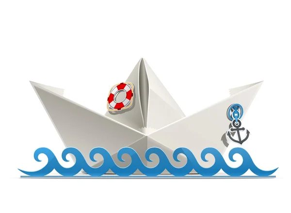 Origami de barco de papel — Vector de stock