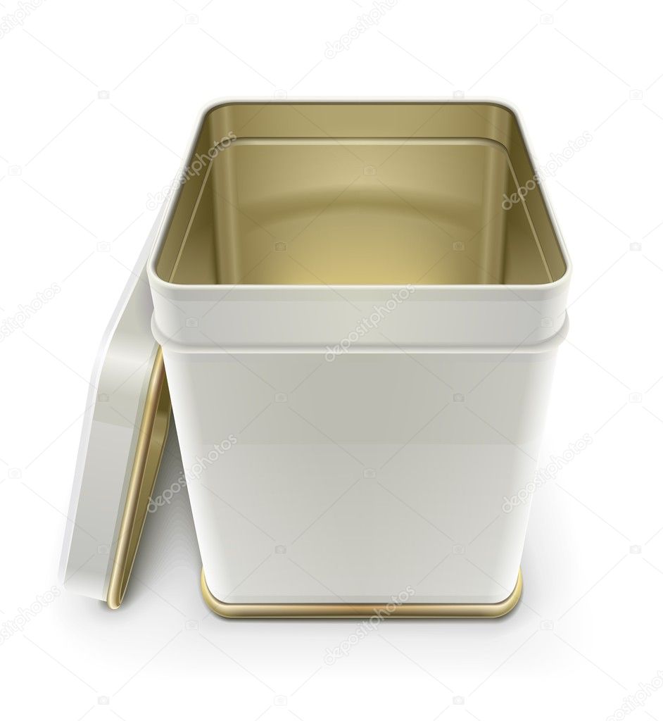 White tin box with lid