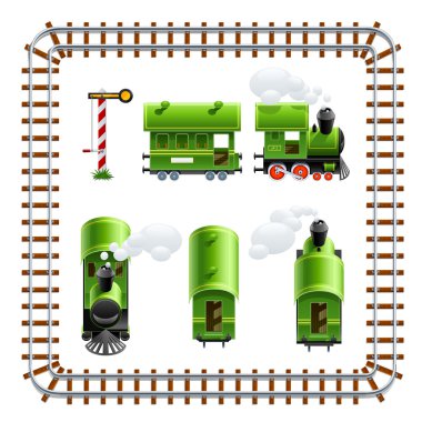 Yeşil vintage Koç ile lokomotif ayarla