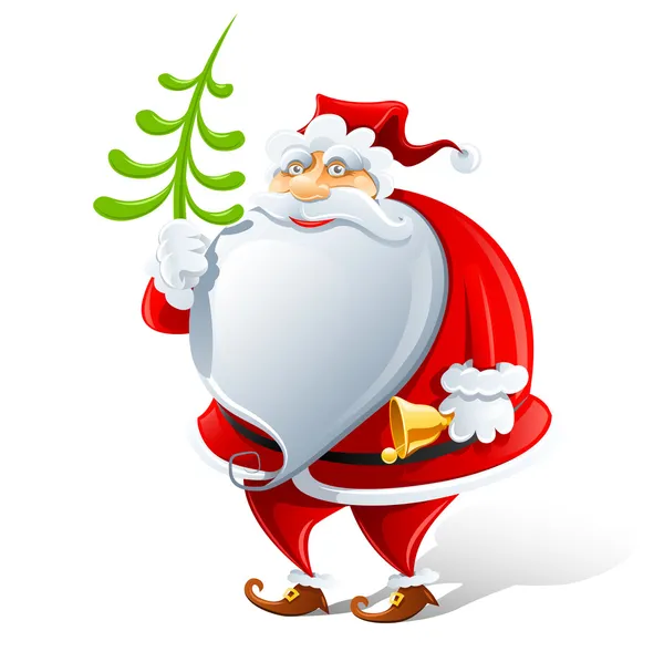 Happy santa claus met bell — Stockvector