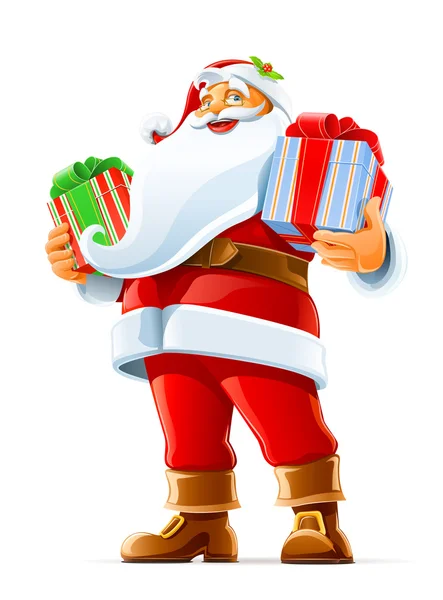Père Noël avec cadeau — Image vectorielle