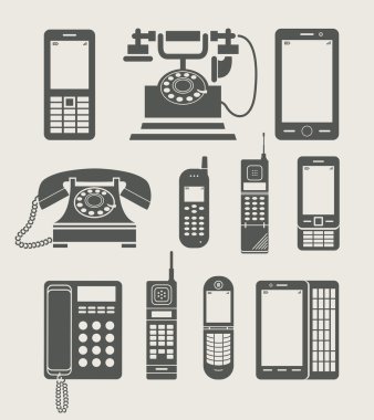 Phone set simple icon clipart