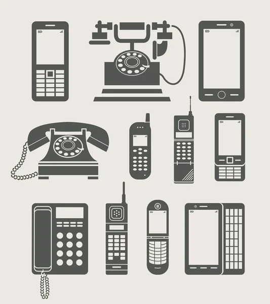 Telefon prosty ikonę zestaw — Wektor stockowy