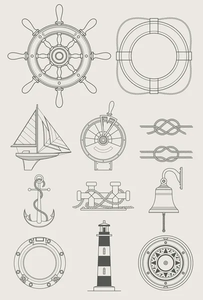 海上船舶设置的图标 — 图库矢量图片