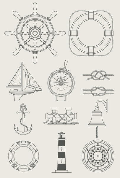 Sea ship set icon