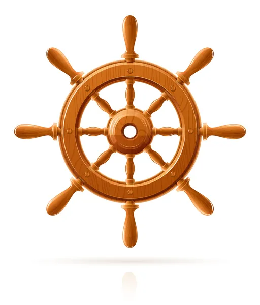Ship wheel marine wooden vintage — Stock Vector