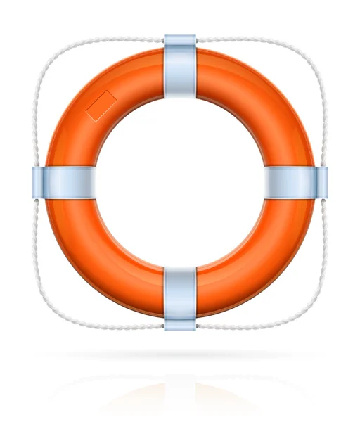 Red life buoy with rope — Stock Vector