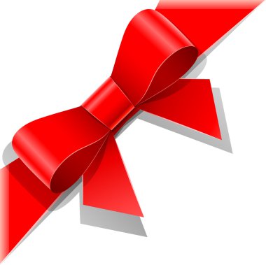 Red bow with ribbon clipart