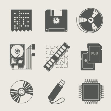 Storage information set of icon clipart