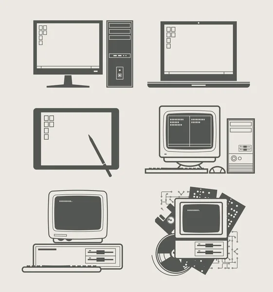 Icono conjunto de ordenador — Archivo Imágenes Vectoriales