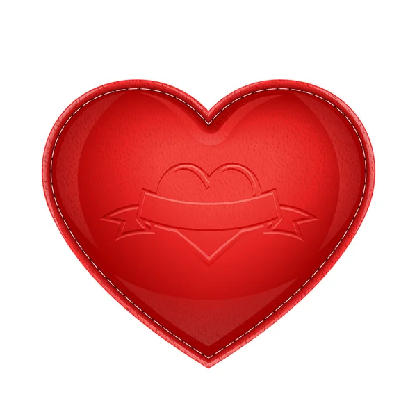 Travesseiro de couro vermelho como coração — Fotografia de Stock