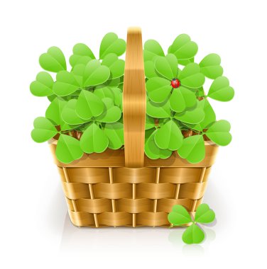 Basket with clover clipart