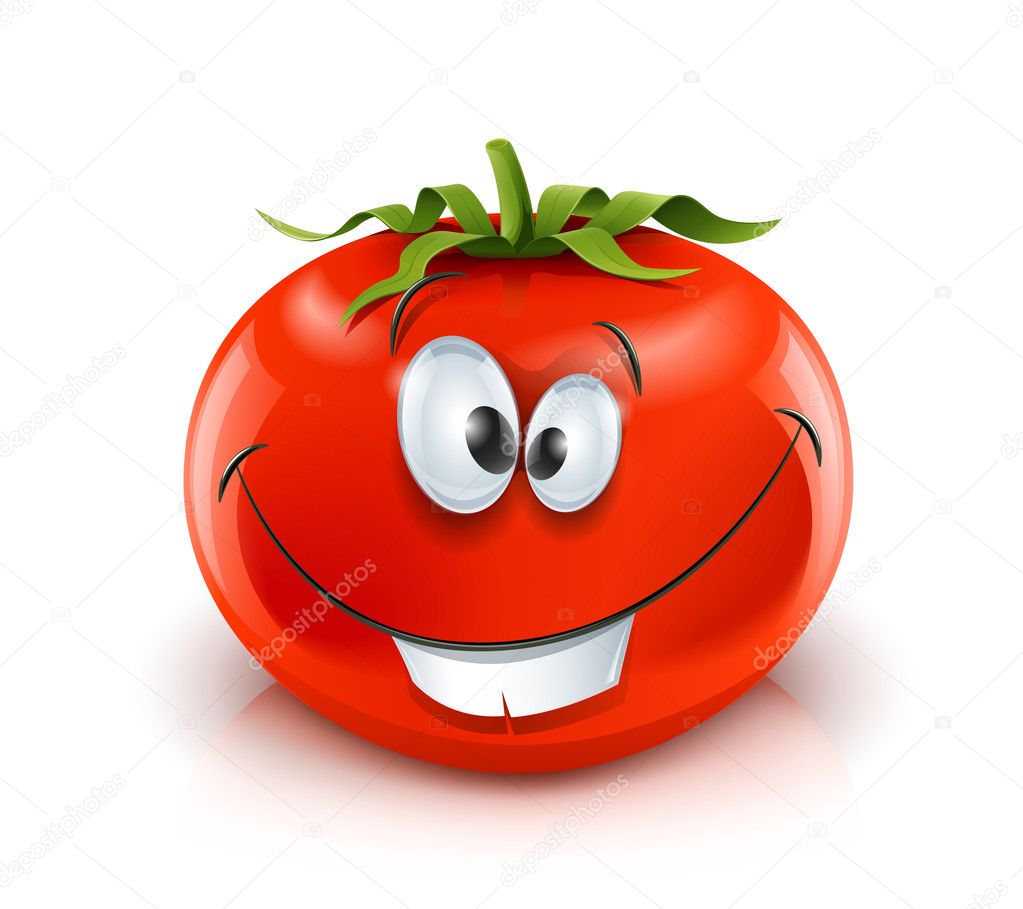 Smiling red ripe tomato