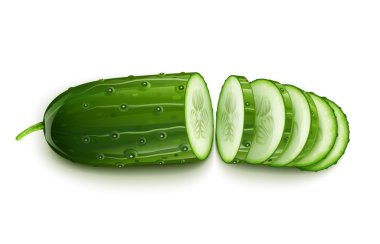 Ripe cucumber cut segment clipart