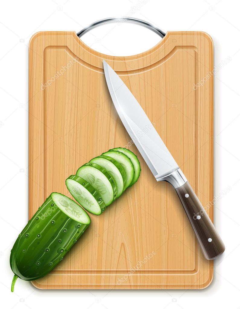 Ripe cucumber cut segment on board
