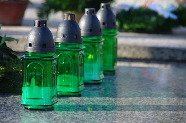 Groene kaarsen — Stockfoto