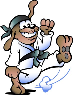 Hand-drawn Vector illustration of an Dog Practices Self-Defense clipart