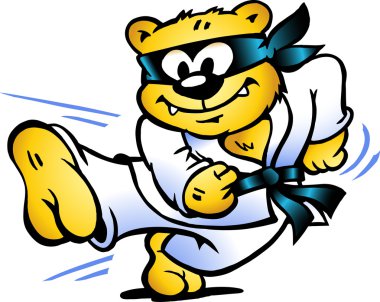 Hand-drawn Vector illustration of an Tiger Practices Self-Defens clipart