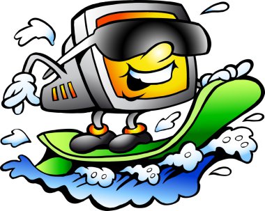 Hand-drawn Vector illustration of an Surfing Retro Screen clipart