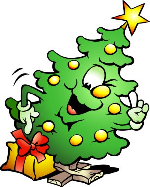 Hand-drawn Vector illustration of an Pointing Christmas Tree clipart