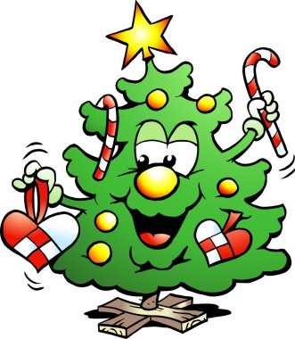 Hand-drawn Vector illustration of an Christmas Tree With a match clipart