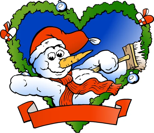 Illustration vectorielle dessinée à la main d'un bonhomme de neige bienvenu — Image vectorielle