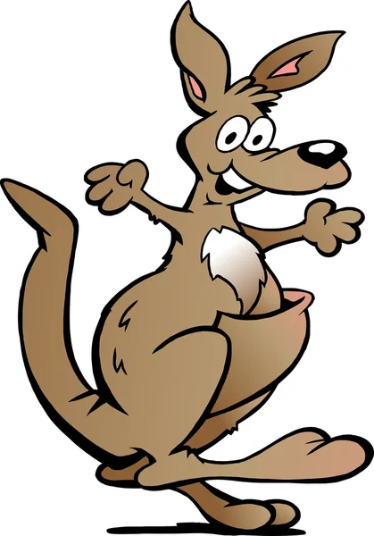 Illustration vectorielle dessinée à la main d'un kangourou heureux — Image vectorielle