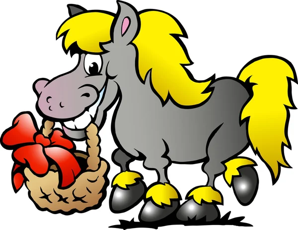 Illustrazione vettoriale disegnata a mano di un cavallo pony — Vettoriale Stock