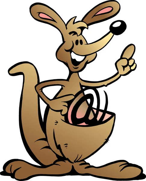 Ilustración vectorial dibujada a mano de un canguro con Internet S — Vector de stock