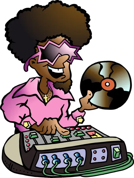 Illustration vectorielle dessinée à la main d'un DJ Disco — Image vectorielle