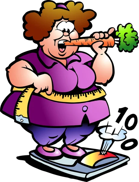 Ilustración vectorial dibujada a mano de una dama gorda — Vector de stock