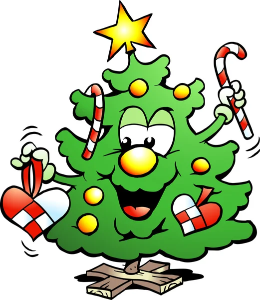 Ilustração vetorial desenhada à mão de uma árvore de Natal com um fósforo — Vetor de Stock