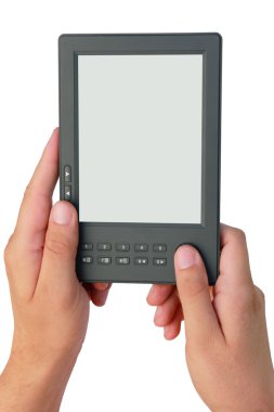 Electronic book in hands clipart