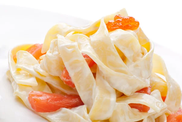 stock image Tagliatelle with Smoked Salmon and cheese sauce