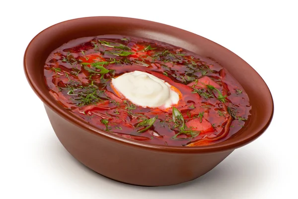 Ukrainian and russian national red soup — Stock Photo, Image