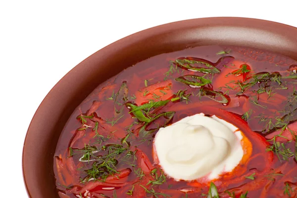 Ukrainian and russian national red soup — Stock Image Ukrainian and russian national red soup Stock Photo