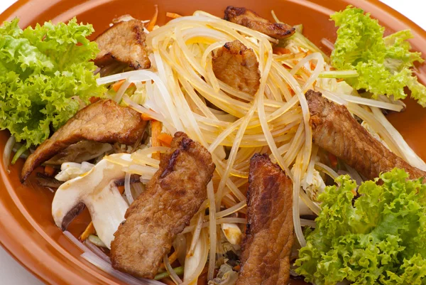 stock image Fried Noodles with Beef and Vegetables