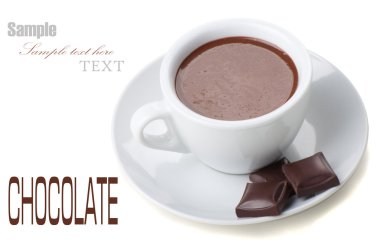 Hot Chocolate in white cups with Chocolate bar clipart