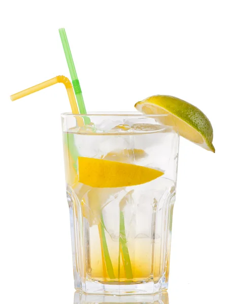 stock image Cocktail with gin and orange with ice on white